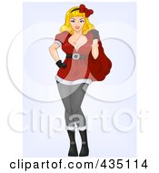 Royalty Free RF Clipart Illustration Of A Pretty Christmas Woman In A Santa Suit