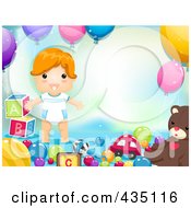 Little Boy Surrounded By Boys And Balloons With Copyspace