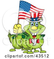 Poster, Art Print Of Patriotic Uncle Sam Caterpillar Waving An American Flag On Independence Day