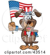 Poster, Art Print Of Patriotic Uncle Sam Dachshund Waving An American Flag On Independence Day