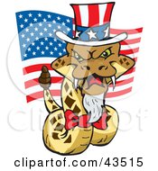 Poster, Art Print Of Patriotic Uncle Sam Rattlesnake With An American Flag On Independence Day