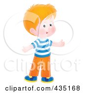 Poster, Art Print Of Happy Red Haired Boy In A Striped Shirt