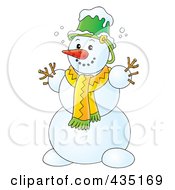 Poster, Art Print Of Happy Snowman With A Bucket Hat And Scarf