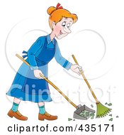 Poster, Art Print Of Cartoon Happy Woman Sweeping Up A Mess