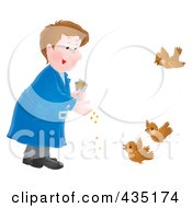 Poster, Art Print Of Airbrushed Man Feeding Birds