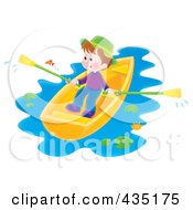 Poster, Art Print Of Airbrushed Boy Rowing A Boat