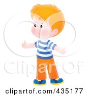 Royalty Free RF Clipart Illustration Of A Red Haired Boy In A Striped Shirt