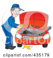 Poster, Art Print Of Car Mechanic Changing The Oil