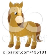 Royalty Free RF Clipart Illustration Of A Cute Brown Pony