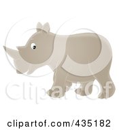 Royalty Free RF Clipart Illustration Of A Happy Walking Rhino
