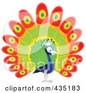 Royalty Free RF Clipart Illustration Of A Happy Peacock by Alex Bannykh