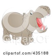 Royalty Free RF Clipart Illustration Of A Cartoon Hollering Hippo by Alex Bannykh