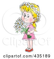 Blond Girl Holding Daisies