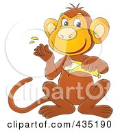 Poster, Art Print Of Cartoon Monkey Peeling A Banana