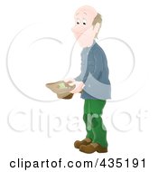 Poster, Art Print Of Airbrushed Poor Man Holding A Hat And Asking For Money