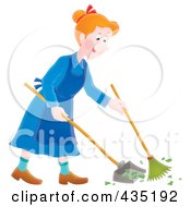 Poster, Art Print Of Happy Woman Sweeping Up A Mess