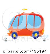 Orange Van Driving On A Road