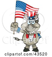 Poster, Art Print Of Patriotic Uncle Sam Donkey Waving An American Flag On Independence Day