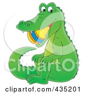 Poster, Art Print Of Cartoon Alligator With A Ball In His Mouth