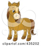 Royalty Free RF Clipart Illustration Of A Cartoon Cute Brown Pony