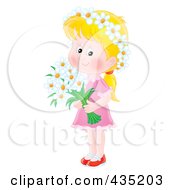 Poster, Art Print Of Airbrushed Blond Girl Holding Daisies