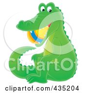Poster, Art Print Of Alligator With A Ball In His Mouth