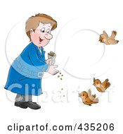 Poster, Art Print Of Man Feeding Birds