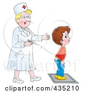 Poster, Art Print Of Cartoon Boy Waiting For A Nurse To Give Him A Shot On The Butt