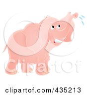 Royalty Free RF Clipart Illustration Of A Pink Elephant Spraying
