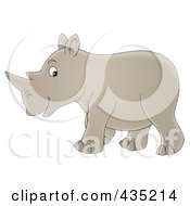Poster, Art Print Of Cartoon Happy Walking Rhino