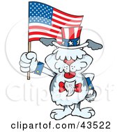 Clipart Illustration Of A Patriotic Uncle Sam Sheepdog Waving An American Flag On Independence Day
