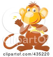 Royalty Free RF Clipart Illustration Of A Monkey Peeling A Banana