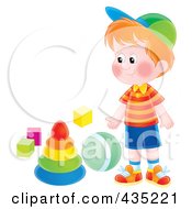 Poster, Art Print Of Red Haired Boy With Toys