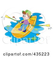 Poster, Art Print Of Boy Rowing A Boat