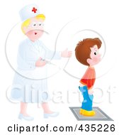 Royalty Free RF Clipart Illustration Of A Boy Waiting For A Nurse To Give Him A Shot On The Butt by Alex Bannykh