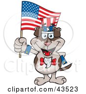 Poster, Art Print Of Patriotic Uncle Sam Doggy Waving An American Flag On Independence Day