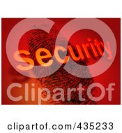 Royalty Free RF Clipart Illustration Of The 3d Word Security Over A Fingerprint On Red
