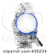 A 3d Magnifying Glass Over Blank Space On A Finger Print