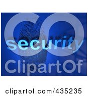 Poster, Art Print Of The 3d Word Security Over A Fingerprint On Blue