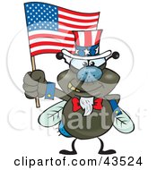 Poster, Art Print Of Patriotic Uncle Sam Fly Waving An American Flag On Independence Day