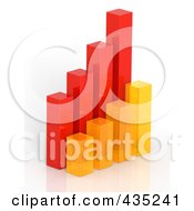 3d Red Orange And Yellow Bar Graph Diagram - 3