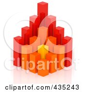 3d Red Orange And Yellow Bar Graph Diagram - 1