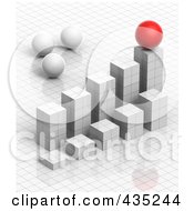 Poster, Art Print Of 3d White Grid Graph Diagram With White And Red Spheres