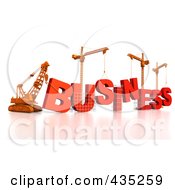 Poster, Art Print Of 3d Construction Cranes And Lifting Machines Assembling The Word Business
