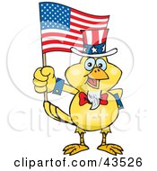 Patriotic Uncle Sam Canary Waving An American Flag On Independence Day