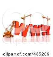 Royalty Free RF Clipart Illustration Of A 3d Construction Cranes And Lifting Machines Assembling The Word WWW