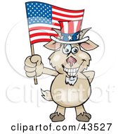Poster, Art Print Of Patriotic Uncle Sam Goat Waving An American Flag On Independence Day