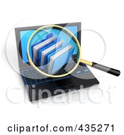 Poster, Art Print Of 3d Magnifying Glass Zooming In On Folders On A Laptop Screen