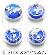 Poster, Art Print Of Digital Collage Of 3d Blue Continent Buttons