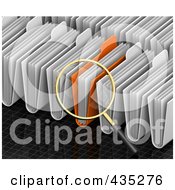 Poster, Art Print Of 3d Magnifying Glass Searching Through Folders On A Black Grid